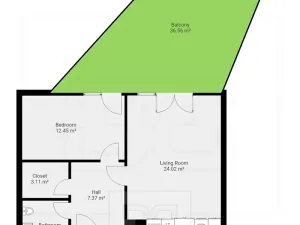 Pronájem bytu 2+kk, Praha - Radlice, U Komína, 55 m2