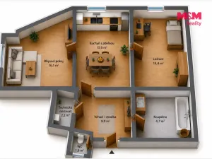 Prodej bytu 2+1, Praha - Holešovice, U Pergamenky, 63 m2