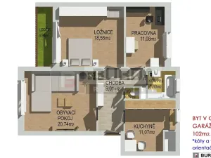 Prodej bytu 3+1, Kly, 102 m2