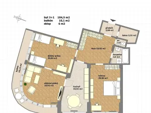Pronájem bytu 3+1, Praha - Holešovice, Františka Křížka, 105 m2