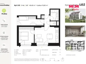 Prodej bytu 3+kk, Předboj, Ke Tvrzi, 50 m2