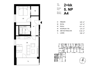 Prodej bytu 2+kk, Praha - Žižkov, Olgy Havlové, 53 m2
