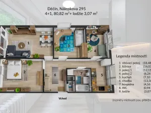 Pronájem bytu 4+1, Děčín - Děčín IX-Bynov, Nálepkova, 78 m2