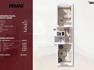 Prodej bytu 2+1, Praha - Nusle, Dačického, 43 m2