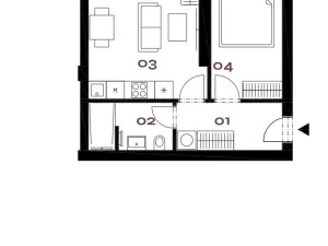 Prodej bytu 2+kk, Praha - Smíchov, Grafická, 34 m2