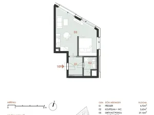 Prodej bytu 1+kk, Brno, Příční, 37 m2
