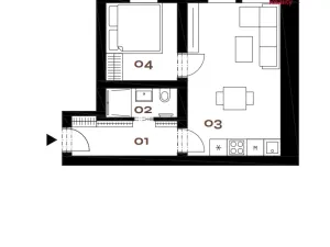 Prodej bytu 2+kk, Praha - Smíchov, Grafická, 35 m2