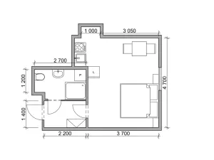 Pronájem bytu 1+kk, Hradec Králové - Plotiště nad Labem, 26 m2