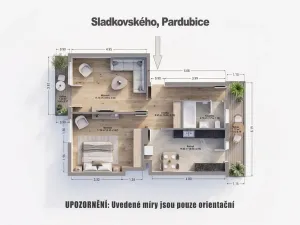 Prodej bytu 2+1, Pardubice - Zelené Předměstí, Sladkovského, 76 m2