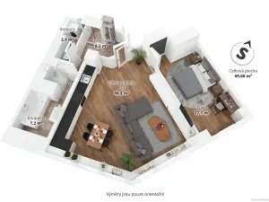 Prodej bytu 2+kk, Praha - Strašnice, Černokostelecká, 70 m2
