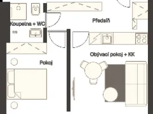 Pronájem bytu 2+kk, Praha - Vinohrady, Sázavská, 42 m2