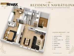 Prodej bytu 3+kk, Slaný, Navrátilova, 77 m2