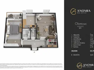 Prodej bytu 2+1, Olomouc, Fischerova, 52 m2