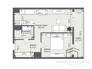 Pronájem bytu 2+kk, Praha - Hostivař, Zápasnická, 39 m2