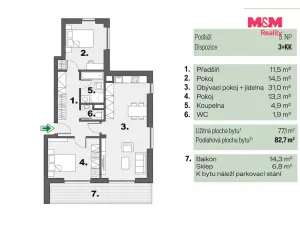 Prodej bytu 3+kk, Liberec - Liberec XXV-Vesec, K Sportovnímu Areálu, 83 m2