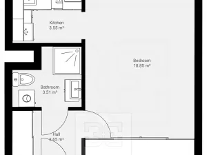 Pronájem bytu 1+kk, Praha - Troja, Krynická, 29 m2