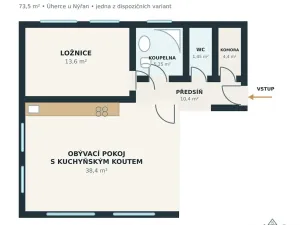 Pronájem bytu 2+kk, Úherce, Hlavní, 73 m2