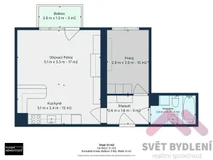 Pronájem bytu 2+kk, Praha - Krč, Tavolníková, 52 m2