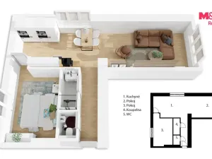 Pronájem bytu 2+kk, Moravany, 9. května, 56 m2