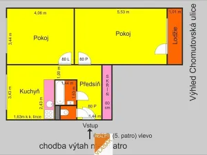 Pronájem bytu 2+1, Kadaň, Chomutovská, 56 m2