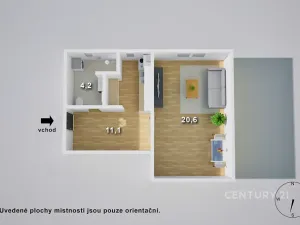 Pronájem bytu 1+1, Děčín, Růžová, 35 m2