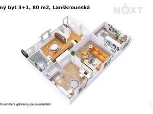 Prodej bytu 3+1, Moravská Třebová, Lanškrounská, 80 m2