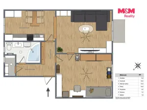 Prodej bytu 2+1, Mělník, Čechova, 50 m2
