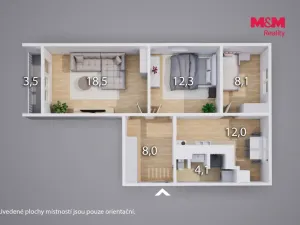 Prodej bytu 3+1, Ústí nad Labem - Severní Terasa, Jizerská, 69 m2