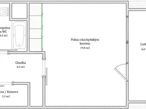 Prodej bytu 1+kk, Brno, Ukrajinská, 31 m2