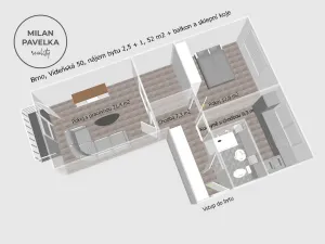 Pronájem bytu 2+1, Brno - Štýřice, Vídeňská, 52 m2