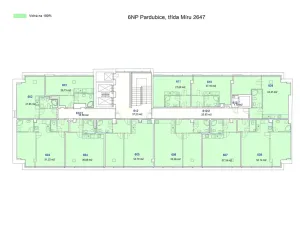 Pronájem bytu 2+kk, Pardubice, třída Míru, 44 m2