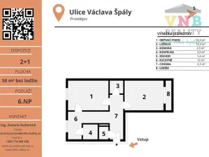 Pronájem bytu 2+1, Prostějov, Václava Špály, 58 m2