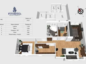 Pronájem bytu 4+kk, Kuřim, Bezručova čtvrť, 87 m2