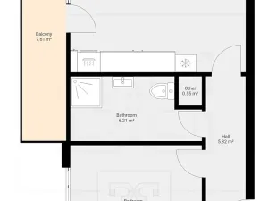 Pronájem bytu 2+kk, České Budějovice, Generála Klapálka, 55 m2