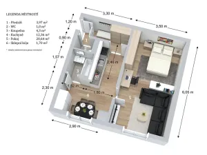 Prodej bytu 1+1, Brno, Novoměstská, 43 m2