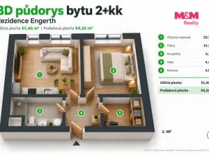 Pronájem bytu 2+1, Kladno, Engerth, 51 m2