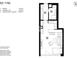 Prodej bytu 1+kk, Praha - Košíře, Jinonická, 54 m2