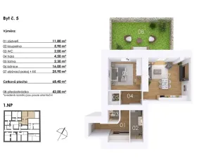 Prodej bytu 2+kk, Postupice, Blanická, 68 m2