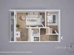 Pronájem bytu 2+kk, Osek, Hrdlovská, 46 m2
