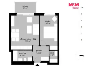 Pronájem bytu 2+kk, Praha - Kbely, 49 m2