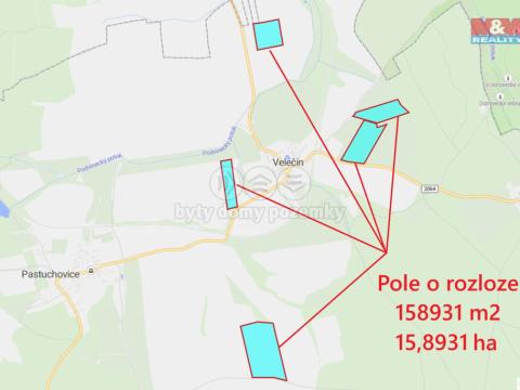Prodej pole, Velečín, 158931 m2