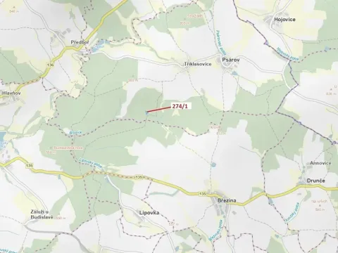 Dražba lesa, Psárov, 2949 m2