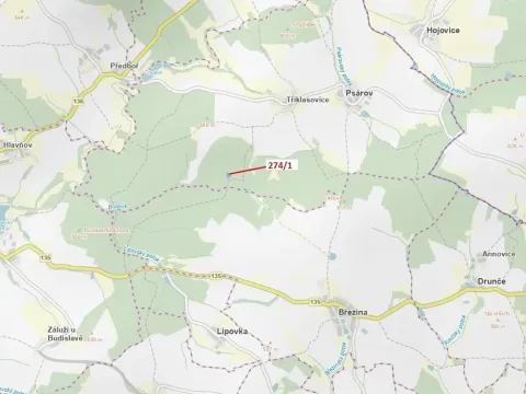 Dražba lesa, Psárov, 2949 m2