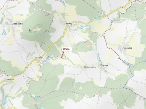 Dražba pozemku, Psárov, 2190 m2