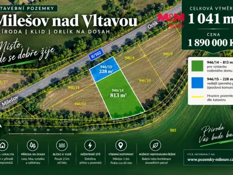 Prodej pozemku pro bydlení, Milešov, 1041 m2